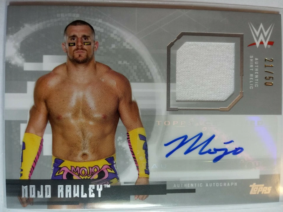 WWE Mojo Rawley 2017 Topps Undisputed Silver Autograph Relic Card SN 21 of 50 - Image 1 of 1