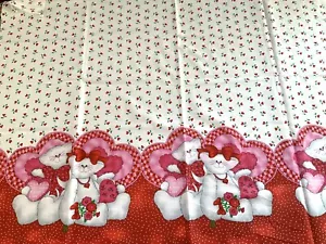 VALENTINE KITTY Border Fabric Vintage heart print cotton fabric 30" wide by 38" - Picture 1 of 5