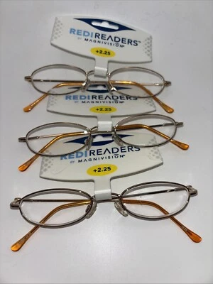 Magnivision RediReaders Lote de 3 +2,25 Gafas de Lectura con Borde Dorado - Totalmente Nuevas Foto 1 de 4