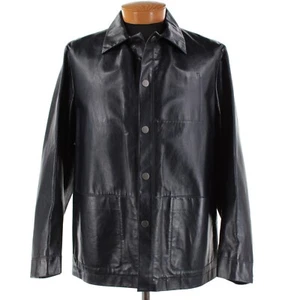 Hettabretz Neu mit Etikett 100 % Kängurulederjacke Größe 50 (~ Medium US) in einfarbigem Blau - Bild 1 von 15
