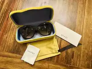 NWT Gucci Sunglasses GG0327S-Tortoise Brown Cat Eye Silhouette - Picture 1 of 8