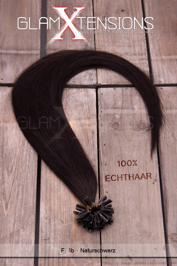 GLAMXTENSIONS Remy Echthaar Strähnen Extensions Haarverlängerung 1 gramm Keratin Nail Hairs