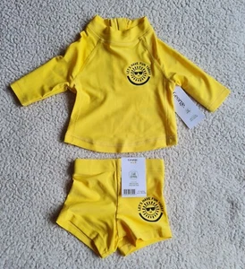 Yellow Lets Have Fun Today 2 Piece Rash Swim Set 3-6 Months Brand New With Label - Picture 1 of 15
