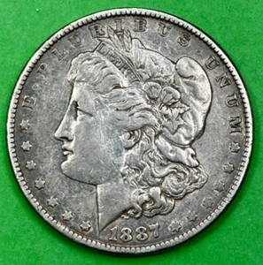 1887-P Morgan Silver Dollar FINE / EXTRA FINE OldSilver Morgan Dollar Coin #M189 - Picture 1 of 5