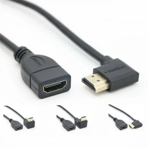 90 Degree HDMI Male to HDMI Female Converter Adapter Video Cable Cord - Picture 1 of 14