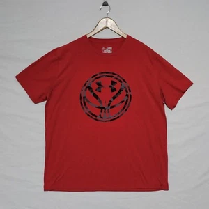 Under Armour Heat Fit Gear Red T-Shirt With Gray Camo Logo Men's Size XL  - Picture 1 of 8