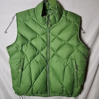 Cabelas Hombres XL 650 Relleno Plumón de Ganso Cremallera Completa Acolchado Puffer Verde Chaleco Foto 1 de 4
