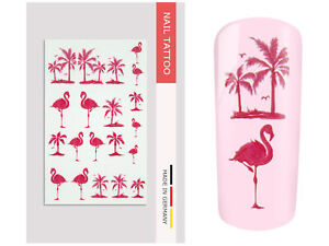 NailArt Nagel Wasser Tattoo Wrap Flamingo Palmen Sticker Finger Aufkleber Design