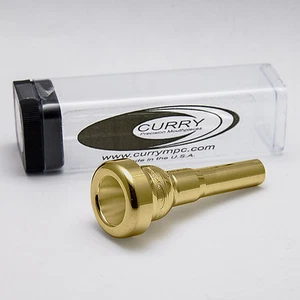 Boquilla Flugelhorn genuina Curry pequeña Morse Taper 90FL 24K oro NUEVA - Imagen 1 de 5