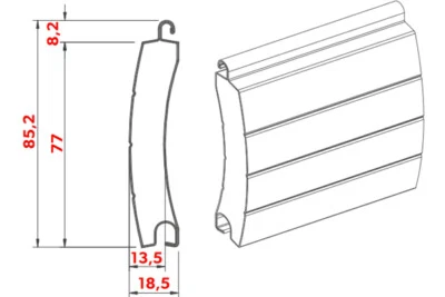 Rolltorpanzer 77 mm  Aluminium Lamelle Rolltor Garagenrolltor ab 195,00 € / m² - Bild 1 von 4