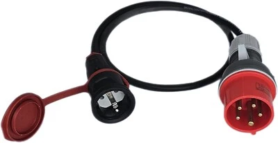 RoadEu Starkstrom Adapter 380V auf 220V, Stecker 16A auf Schuko Gummikabel