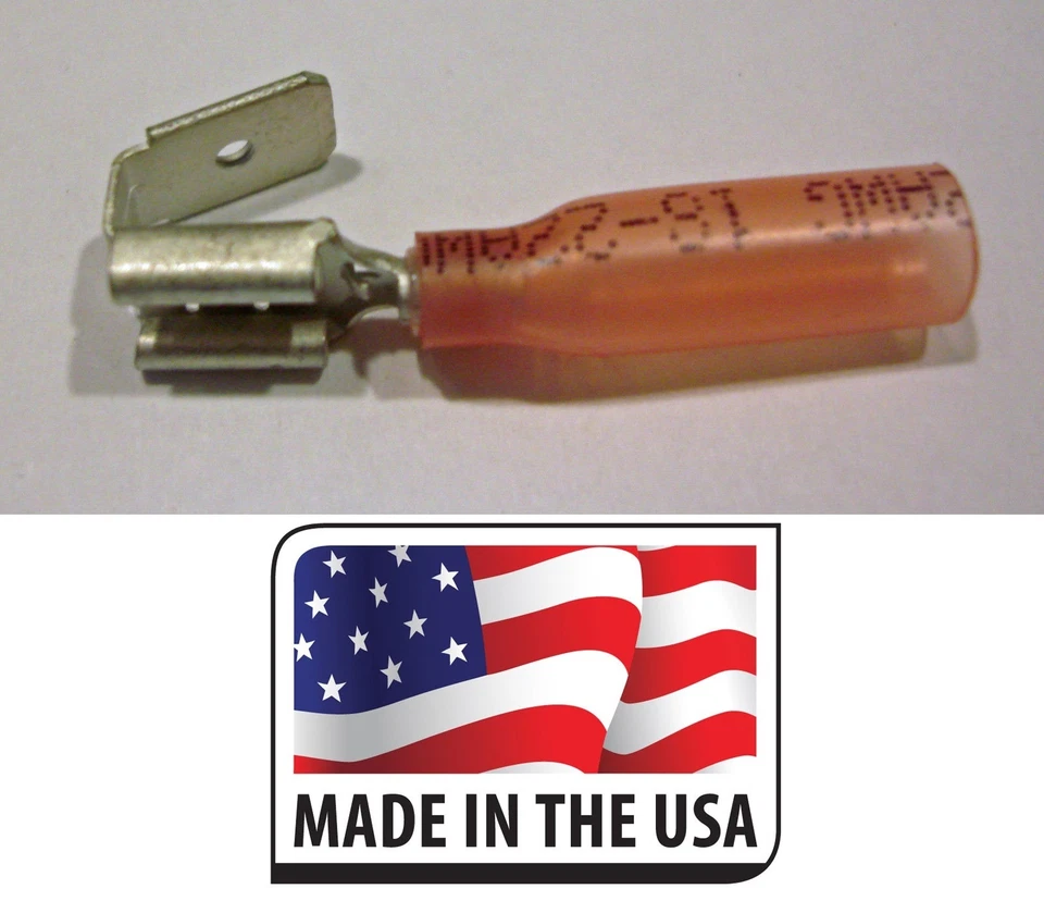 (25) 22-18 Piggyback RED 3M Heat Shrink Quick Disconnect Terminal Made In USA - Image 1 of 1