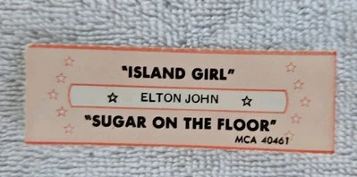 VINTAGE Jukebox Title Strip ELTON JOHN "Island Girl & Sugar On The Floor: 1975 - Image 1 of 2