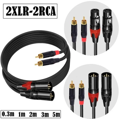 Cavo Doppio XLR a RCA 2-XLR Maschio a 2 RCA/Pina Telefono Maschio HiFi Stereo Audio Cavo - Immagine 1 di 4