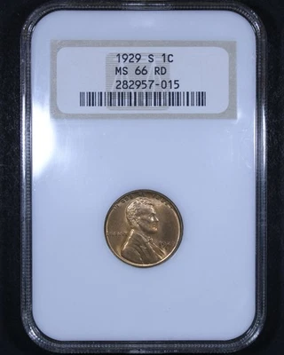 1929-S Lincoln Wheat Cent - 1c NGC MS66 RD - Red - Old NGC Fatty Holder! - Image 1 of 4