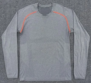Lululemon Shirt Mens Small Gray Orange Metal Vent Long Sleeve Crew Performance - Picture 1 of 8