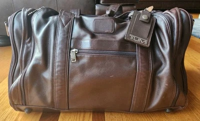 Vintage TUMI Columbian Brown Leather Carry  On  Weekender Expandable Duffle Bag - Image 1 of 4