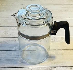 VINTAGE PYREX GLASS 9 CUP COFFEE POT 7826-B BROWN HANDLE CARAFFE With Lid - Picture 1 of 5