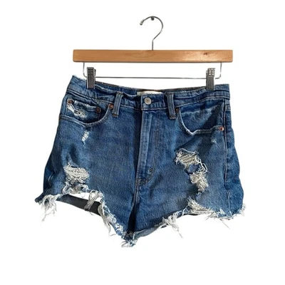 Abercrombie & Fitch Distressed Curve Love Denim The Mom Corto tiro alto 28/6 Foto 1 de 4