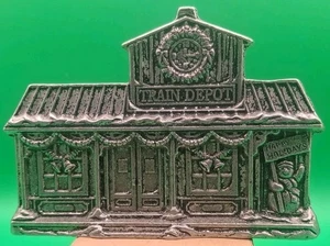 Carson Pewter Train Depot Reversable Christmas Snowman Happy Holidays  - Picture 1 of 3