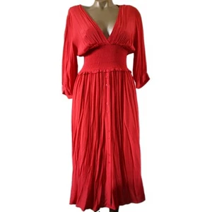 Abito rosso ZARA taglia L scollato elastico in vita - lunghezza media - manica lunga - Foto 1 di 6