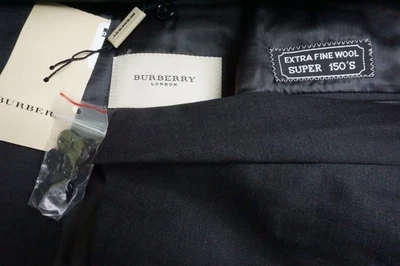 Burberry London Gray Herringbone S150s Wool 2Pc Suit Jacket Pants Sz 44R NEW - Image 1 of 4