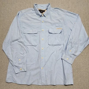 ExOfficio Shirt Men's 2XL Button Up Roll Tab Vented Fishing Check Blue Pockets - Picture 1 of 14