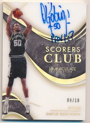 DAVID ROBINSON 2019/20 IMMACULATE COLLECTION SCORERS CLUB AUTOGRAPH SP AUTO #/10 - Image 1 of 2