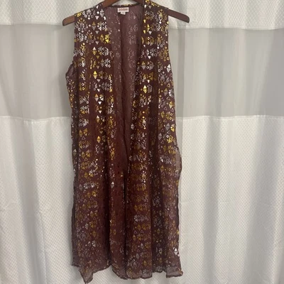 Chaleco Plumero Lularoe Joy Mediano Nuevo con Etiquetas Rosa, Dorado, Plata LR185 Foto 1 de 4