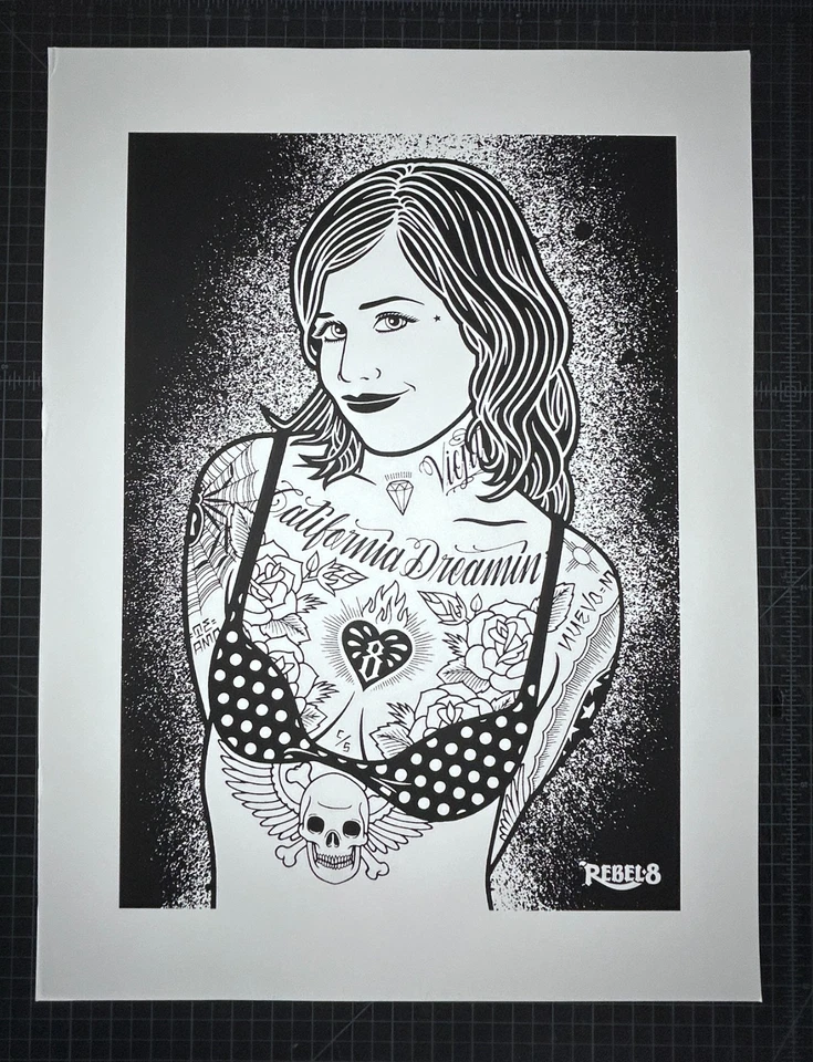 Mike Giant Rebel Eight 8 Bikini Serigrafía Bellas Artes Impresión Graffiti Tatuaje  Foto 1 de 1