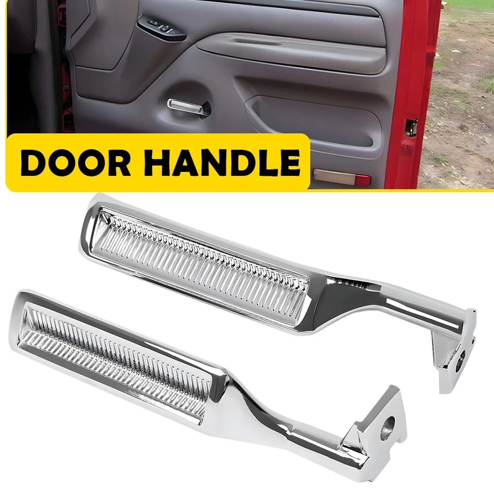 Par de manijas de puerta interiores cromadas para Ford F150 F250 F350 F53 F59 Bronco 1987-99 Foto 1 de 4
