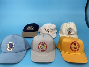 VTG Lot of 6 Aviation Hats Snapback Rope Cobra Delta Airlines Airplane Aircraft - Picture 1 of 13