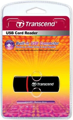 Transcend USB Micro SD MicroSD HC Pro Duo M2 Memory Card Reader - Black - Image 1 of 2