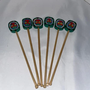 Set aus sechs Tiki Azteken Polynesisch Cocktail Getränk Rührstäbchen Bargeschirr 7 Zoll - Bild 1 von 8
