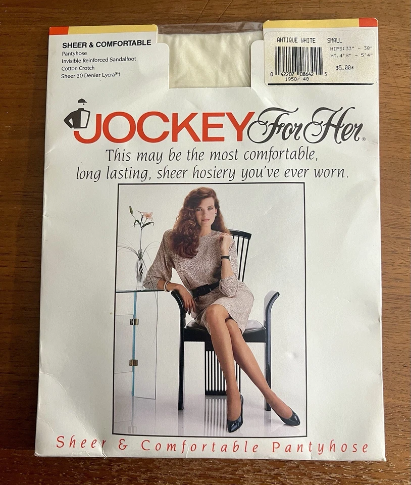 Vintage Jockey Antique White Size Small Control Top Pantyhose Hose Style
