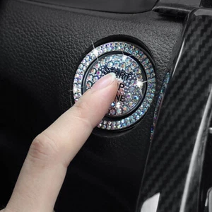 Car Start Switch Button Sticker Diamond Ring Cover Decor Interior Accessories - Bild 1 von 9