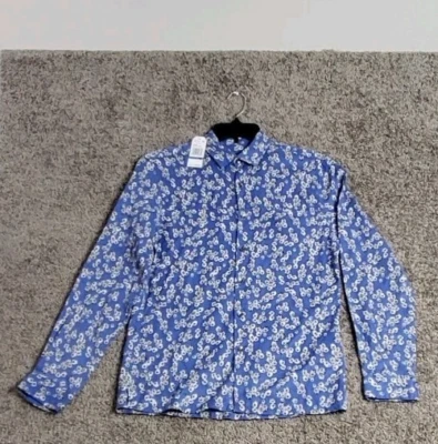 NWT Nautica Estate Blue Floral 100% Cotton Men's Sz XL Pocket Long Sleeve Shirt  - Image 1 of 4