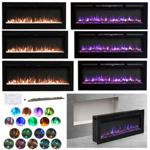Electric Fireplace 50/60/80 inch Insert/ Wall Mounted LED Fire Place Inset Fire - Picture 1 of 20