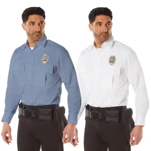 Police & Security Uniform Shirt Light Blue or White Long Sleeve Work Shirts - Picture 1 of 15