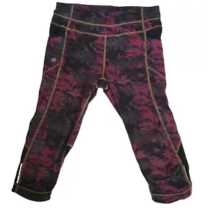 Athleta Cropped Leggings Small Purple Dot Maze Be Free Zip Pocket Reflective - Picture 1 of 18