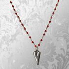 Vintage World Market Red Beaded Chain Abstract Silver Tone Heart 17
