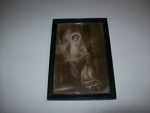 Impresión Litográfica Vintage NIÑO CRISTO DANDO COMUNIÓN NIÑO, Enmarcada - Imagen 1 de 13