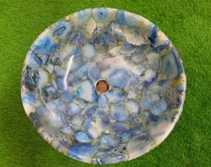 Fregadero de ágata azul, lavabo de ágata, fregadero de encimera, recipiente para sala de polvo de ágata - Imagen 1 de 4