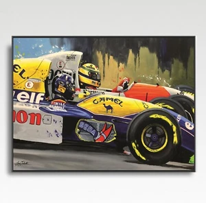 SENNA & HILL A3 print from painting by Greg Tillett poster Formula One F1 art - Picture 1 of 3