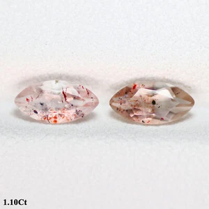 1.11Ct VVS [2Pcs Pair] Awesome Marquise 7.9 x 3.9 MM Red Dots STRAWBERRY QUARTZ - Foto 1 di 5