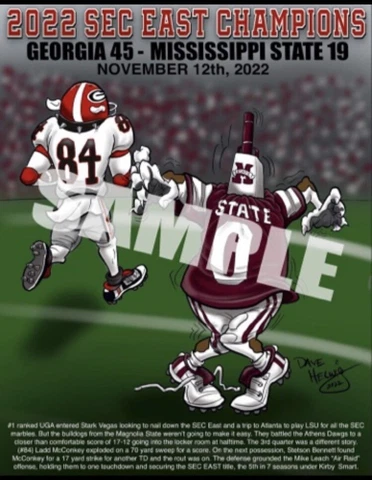 Georgia Bulldogs Football 2022 SEC East Champs v MSU "Ring This" Dave Helwig Art Cover