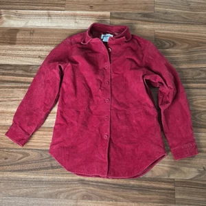 Vintage bagatelle red suede shacket button up shirt jacket woman's medium - Picture 1 of 7