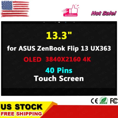 for ASUS ZenBook Flip 13 UX363E UX363EA OLED LCD Touch Screen Assembly 3840X2160 - Image 1 of 4