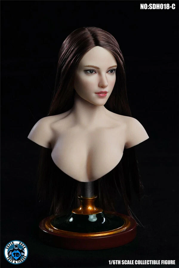 Super Duck Sdh018 C 1/6 Scale Pale Complexion Long Hair Female Head Carving