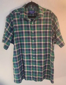 Pendleton Shirt Herren XL grün blau kariert 100 % Baumwolle geknöpft kurzarm - Bild 1 von 7